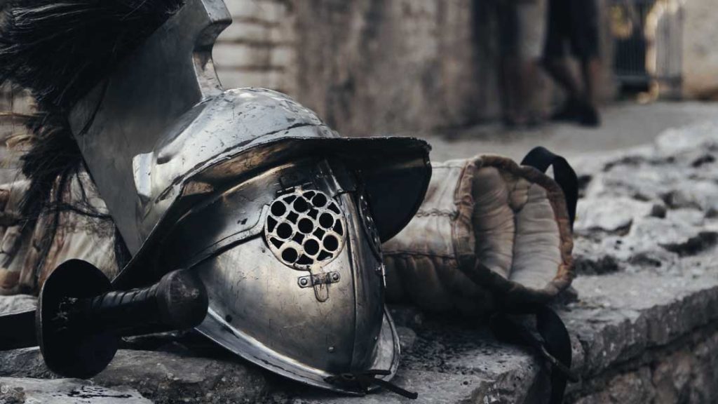 A knights armour and helmet on a wall. Symbolising equity release protection.